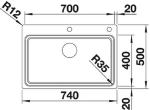כיור מטבח בלנקו ETAGON אטגון 700IF/A נירוסטה 50X74X19 ס"מ BLANCO מקורי באחריות ניגא!!! יבוא רשמי! BLANCO בלנקו