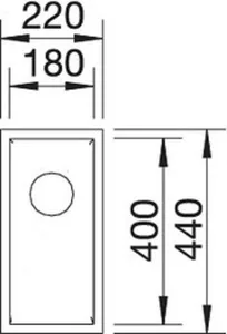 כיור מטבח בלנקו זירוקס 180 נירוסטה 44X18X18.5 ס"מ BLANCO מקורי באחריות ניגא!!! יבוא רשמי! BLANCO בלנקו