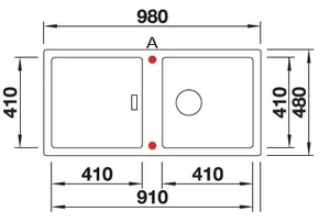 כיור מטבח בלנקו ADON אדון 48X98X19 ס"מ BLANCO מקורי באחריות ניגא!!! יבוא רשמי! BLANCO בלנקו