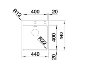 כיור מטבח נירוסטה בלנקו ANDANO 400 IF/N אנדאנו 44X40X19 ס"מ BLANCO BLANCO בלנקו