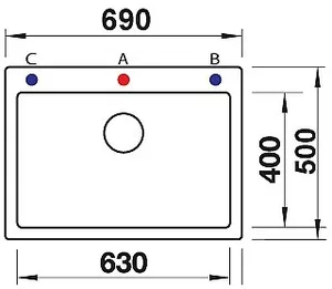 כיור מטבח בלנקו PLEON 8 פלאון 50X69X22 ס"מ BLANCO BLANCO בלנקו