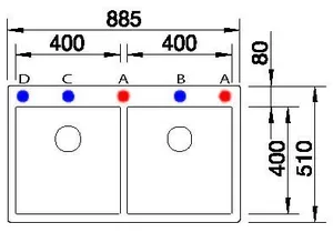 כיור מטבח נירוסטה בלנקו CLARON 400/400 IF/A קלרון 51X88.5X17.5 ס"מ BLANCO BLANCO בלנקו