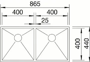 כיור מטבח נירוסטה 44X86.5X17.5 ס"מ בלנקו ZEROX 400/400 IF/N זירוקס BLANCO BLANCO בלנקו