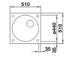 כיור מטבח בלנקו ARTAGO IF ארטגו 51X51X19 ס"מ BLANCO מקורי באחריות ניגא!!! יבוא רשמי! BLANCO בלנקו