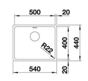 כיור מטבח בלנקו ANDANO אנדאנו 500IF נירוסטה 44X54X19 ס"מ BLANCO מקורי באחריות ניגא!!! יבוא רשמי! BLANCO בלנקו