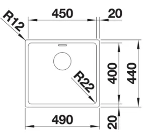 כיור מטבח בלנקו ANDANO אנדאנו 450IF נירוסטה 44X49X19 ס"מ BLANCO מקורי באחריות ניגא!!! יבוא רשמי! BLANCO בלנקו