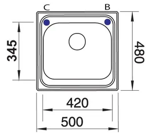 כיור מטבח נירוסטה בלנקו PLUS 45S פלוס 48X50X16 ס"מ BLANCO BLANCO בלנקו