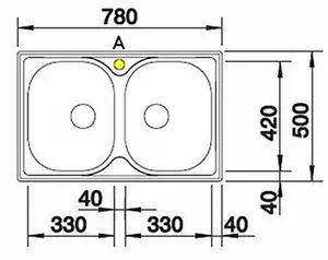 כיור מטבח נירוסטה בלנקו PLUS COMPACT 8 פלוס 50X78X16.5 ס"מ BLANCO BLANCO בלנקו
