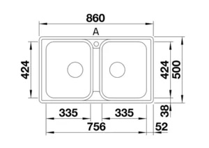 כיור מטבח בלנקו LEMIS למיס 8IF נירוסטה 50X86X20.5 ס"מ BLANCO מקורי באחריות ניגא!!! יבוא רשמי! BLANCO בלנקו