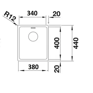 כיור מטבח נירוסטה בלנקו ANDANO 340 IF/N אנדאנו 44X38X19 ס"מ BLANCO BLANCO בלנקו