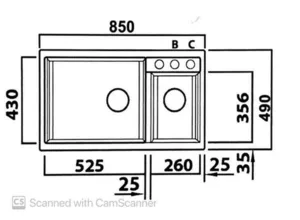 כיור מטבח כפול בלנקו 9 METRA מטרה 49X85X19 ס"מ BLANCO BLANCO בלנקו