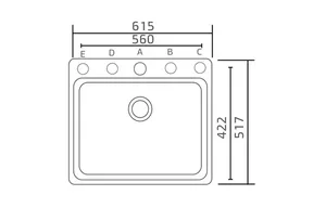 כיור מטבח VISION 110 ויז'ן 51.7X61.5X20 ס"מ בלנקו BLANCO מקורי באחריות ניגא!!! יבוא רשמי! BLANCO בלנקו