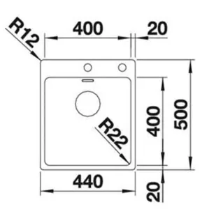 כיור מטבח נירוסטה בלנקו ANDANO 400 IF/A אנדאנו 50X44X13 ס"מ BLANCO BLANCO בלנקו