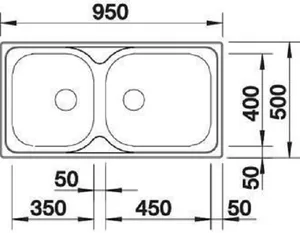 כיור מטבח נירוסטה 50X95X16.5 ס"מ בלנקו TIPO 9S XL טיפו BLANCO BLANCO בלנקו