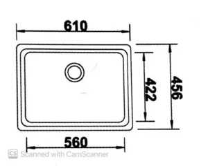כיור מטבח בלנקו VISION U1 ויז'ן 45.6X61X20 ס"מ BLANCO מקורי באחריות ניגא!!! יבוא רשמי! BLANCO בלנקו