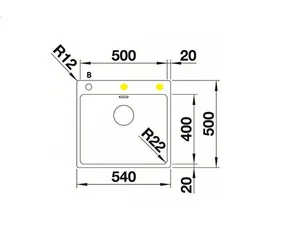 כיור מטבח נירוסטה בלנקו ANDANO 500 IF/A אנדאנו 50X54X19 ס"מ BLANCO BLANCO בלנקו