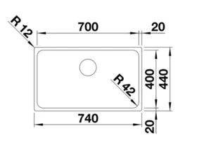 כיור מטבח בלנקו סוליס 700IF נירוסטה 44X74X18.5 ס"מ BLANCO SOLIS 700IF מקורי באחריות ניגא!!! יבוא רשמי! BLANCO בלנקו