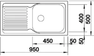 כיור מטבח נירוסטה 50X95X18.5 ס"מ בלנקו TIPO 6S XL טיפו BLANCO BLANCO בלנקו