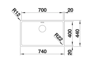 כיור מטבח נירוסטה בלנקו ANDANO 700 IF/N אנדאנו 44X74X19 ס"מ BLANCO BLANCO בלנקו