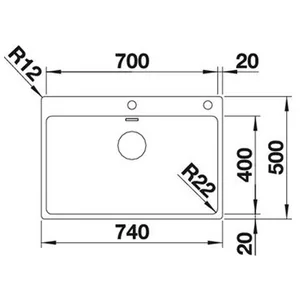 כיור מטבח נירוסטה בלנקו ANDANO 700 IF/A אנדאנו 50X74X19 ס"מ BLANCO BLANCO בלנקו