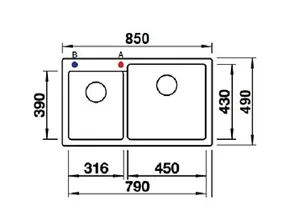 כיור מטבח בלנקו PLEON 9 פלאון 9 49X85.4X22 ס"מ BLANCO מקורי באחריות ניגא!!! יבוא רשמי! BLANCO בלנקו