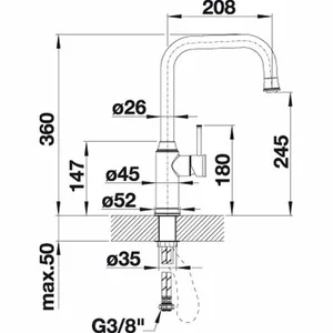 ברז מטבח נשלף בלנקו BLANCO סגנון כפרי ליביה LIVIA זהב 526687 BLANCO בלנקו
