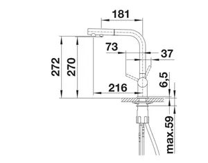 ברז מערכת מים פונטאס FONTAS מהברז הראשי קר בלבד ומטוהר BLANCO בלנקו וולקנו גריי 526946