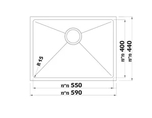 כיור נירוסטה שחור 44X59X20.3 ס"מ דגם וניל GDF-5944B שוני SHONY