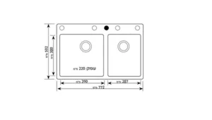 כיור מטבח גרניט ראשי ומשני 50.2X77.2X22 ס"מ דגם לאו LEO שוני SHONY