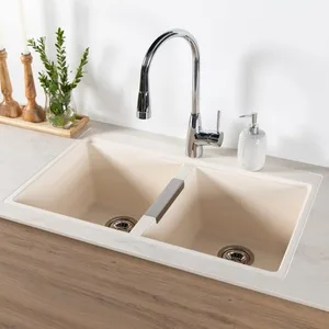 כיור מטבח גרניט כפול ועמוק במיוחד 46.3X80.4X24 ס"מ שארק יו SHARK ND שוני SHONY