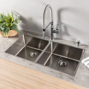כיור מטבח נירוסטה כפול 44.5X87.5X20.5 ס"מ דגם אוקאדה OKADA שוני SHONY