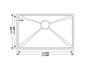 כיור נירוסטה יחיד 43X70X20.3 ס"מ דגם סינמון CINAMON שוני SHONY