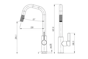ברז מטבח נשלף דגם נינה NINA שחור פחם 59153 שוני SHONY