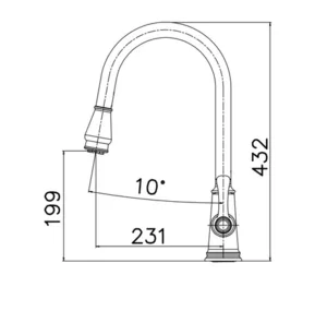 ברז מטבח נשלף שני מצבים דגם לואיס - LEWIS כרום 43033 שוני SHONY