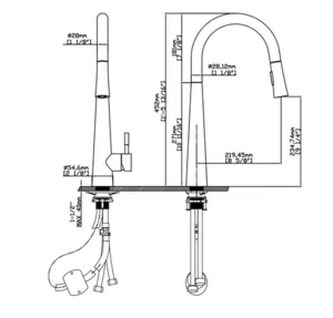 ברז מטבח נשלף שני מצבים דגם אנג'ל ANGEL נירוסטה מוברש 138605 שוני SHONY