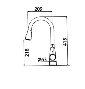 ברז מטבח נשלף שני מצבי זרימה ג'ונסון - JOHNSON כרום 40050 שוני SHONY