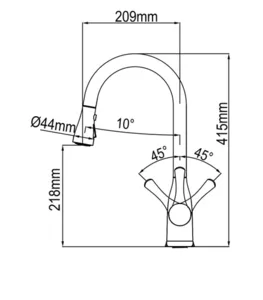 ברז מטבח נשלף שלושה מצבים דגם ביילי כרום 44022 שוני SHONY