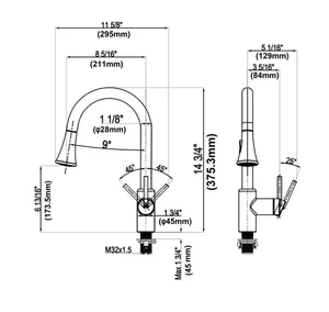 ברז מטבח נשלף דגם קולמן KOLMAN שחור 44036B שוני SHONY