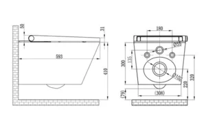 אסלה תלויה 59 ס"מ יפנית חכמה עם מושב בידה אינטגרלי דגם VORTEX JAPAN - וורטקס יפן 40011 שוני SHONY