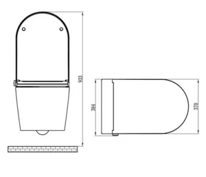 אסלה תלויה 59 ס"מ יפנית חכמה עם מושב בידה אינטגרלי דגם VORTEX JAPAN - וורטקס יפן 40011 שוני SHONY