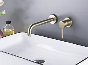 ברז קיר עם ידית צד זהב מוברש 138624 שוני SHONY