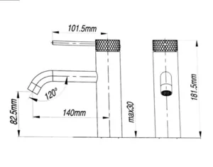 ברז אמבט קידה שחור מט 57106 שוני SHONY