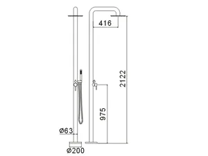 מוט מקלחת קומפלט עומד מהרצפה ראש טוש עגול צינור מזלף מתאים למקלחת חוץ 30511 שוני SHONY