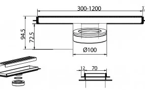 תעלת ניקוז החל מ- 30 ס"מ עד 120 ס"מ פס ניקוז נסתר מלבני דגם QSG1014 שוני SHONY