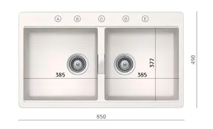 כיור מטבח אקווטופ דגם הורייזן N-200 תוצרת גרמניה 49X85X19.5 ס"מ AQUATOP