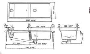 כיור מטבח אקווטופ דגם פרפסטיישן תוצרת גרמניה 46X114 ס"מ AQUATOP