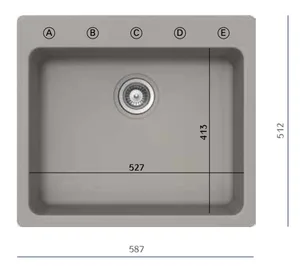 כיור מטבח אקווטופ דגם אטלנטיס תוצרת גרמניה 51.2X58.5X22 ס"מ AQUATOP
