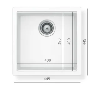 כיור מטבח אקווטופ דגם קירונה 50 קריסטדור תוצרת גרמניה 44.5X44.5X18 ס"מ AQUATOP