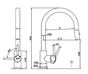 ברז מטבח נשלף נירוסטה מוברשת שני מצבי זרימה נאריס C0930 AQUATOP
