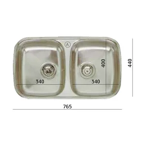 כיור נירוסטה פרינסס 80 למטבח התקנה שטוחה 44X76.5X16.5 ס"מ R00793 גומא